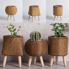 Nordic Imitation Rattan Flower Pot Hand Woven Flower Shelf