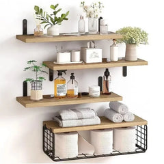 Floating Mounted Wooden Storage Rack