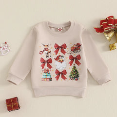 Cute Toddler Christmas Sweater with Reindeer Print and Pom