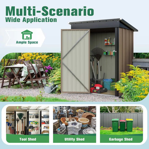 Waterproof Metal Garden Shed with Lockable Door