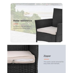 Outdoor Wicker Bistro Rattan Chair Conversation Sets with Coffee Table