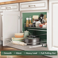 Individual Pull Organizer Kitchen Cabinet Storage 2 Tier 31½"W x 21½"D,