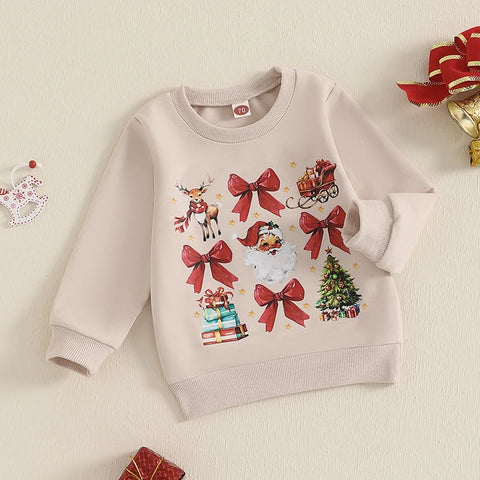 Cute Toddler Christmas Sweater with Reindeer Print and Pom