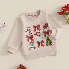 Cute Toddler Christmas Sweater with Reindeer Print and Pom