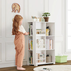 Wooden Kids Bookcase with 6 Cube Storage Bookshelf