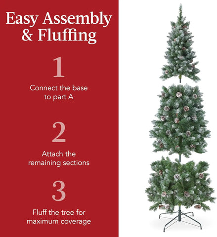 Partially Flocked & Frosted Slim Holiday Tree Decoration