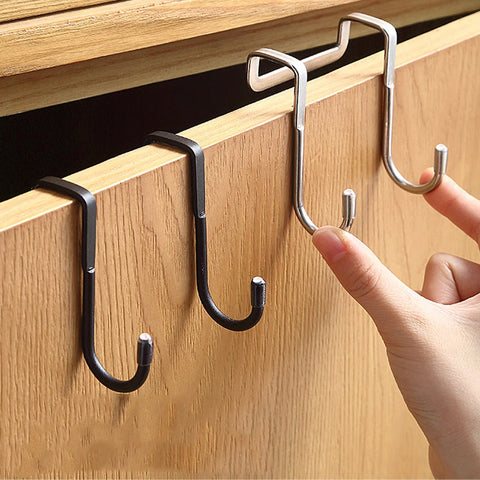 Double S-Shape Hook Free Punching Kitchen Bathroom Cabinet Door