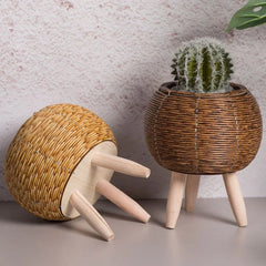 Nordic Imitation Rattan Flower Pot Hand Woven Flower Shelf