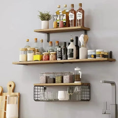 Floating Mounted Wooden Storage Rack