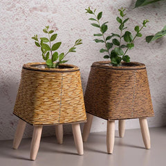 Nordic Imitation Rattan Flower Pot Hand Woven Flower Shelf