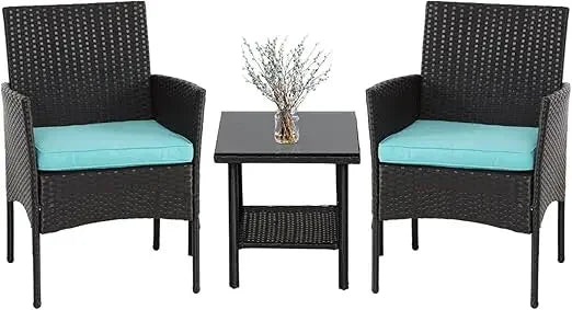 Outdoor Wicker Bistro Rattan Chair Conversation Sets with Coffee Table