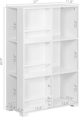 Wooden Kids Bookcase with 6 Cube Storage Bookshelf