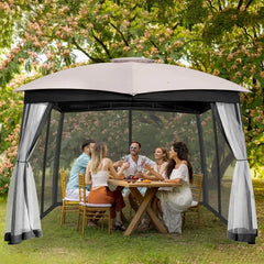 Double Vent Canopy Gazebo for Patio with Netting Screen, 10x10