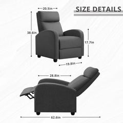 Adjustable Home Theater Single Fabric Recliner Sofa