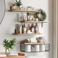 Floating Mounted Wooden Storage Rack