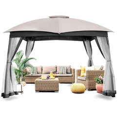 Double Vent Canopy Gazebo for Patio with Netting Screen, 10x10