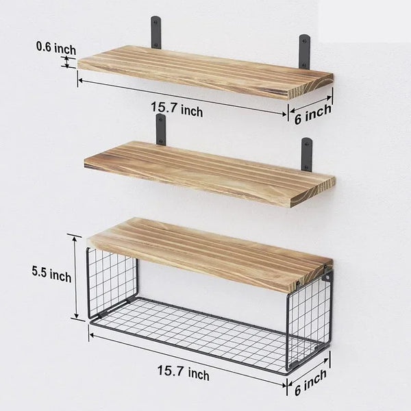 Floating Mounted Wooden Storage Rack