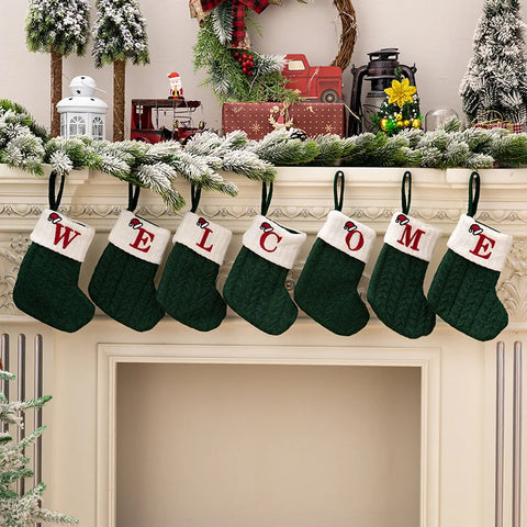 Christmas ornaments letter knitted socks