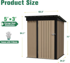 Waterproof Metal Garden Shed with Lockable Door