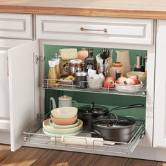 Individual Pull Organizer Kitchen Cabinet Storage 2 Tier 31½"W x 21½"D,