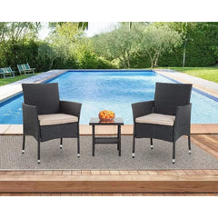 Outdoor Wicker Bistro Rattan Chair Conversation Sets with Coffee Table