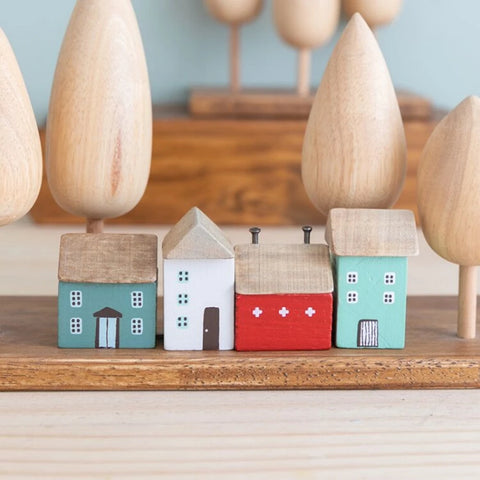 Small Wooden house ornament miniature Table Decor