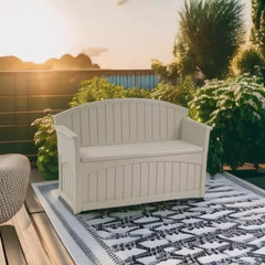 Patio Bench with Storage - Decorative Resin Outdoor Patio Bench