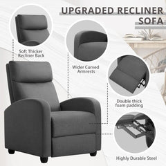 Adjustable Home Theater Single Fabric Recliner Sofa