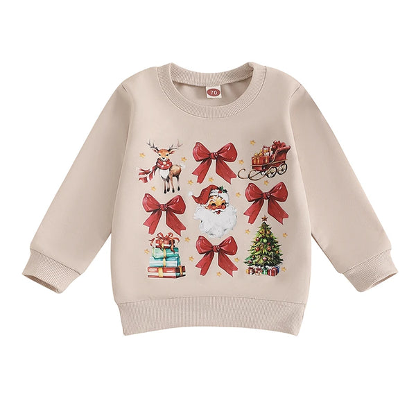 Cute Toddler Christmas Sweater with Reindeer Print and Pom