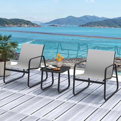 Patio Outdoor Furniture Set Textilene w/ Table & Bistro Chairs