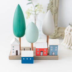 Small Wooden house ornament miniature Table Decor