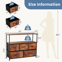 JHK Fireplace TV Stand Dresser For Bedroom