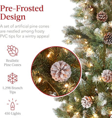 Partially Flocked & Frosted Slim Holiday Tree Decoration