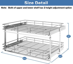 Individual Pull Organizer Kitchen Cabinet Storage 2 Tier 31½"W x 21½"D,