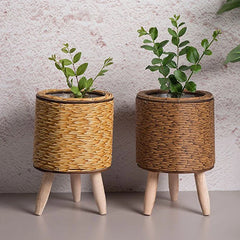 Nordic Imitation Rattan Flower Pot Hand Woven Flower Shelf